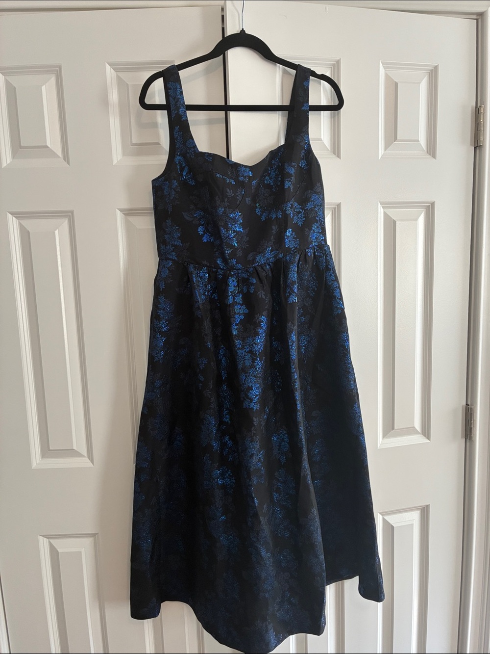NWT! Black and Blue Floral Fit-and-Flare Dress
